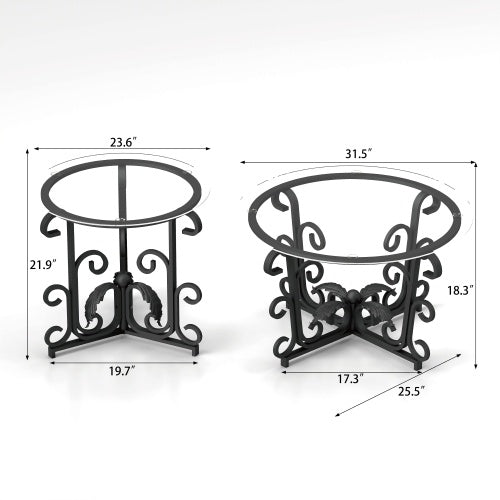 3 Piece Tempered Glass Surface Coffee Table Set Decor Coffee Table - Twissie