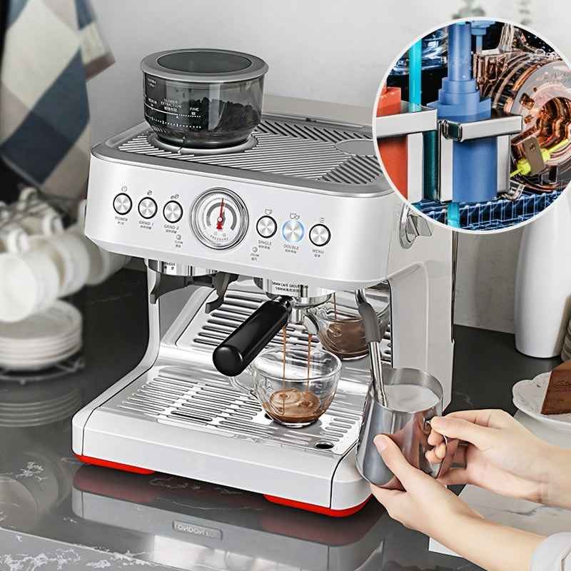 Stainless steel semi-automatic espresso maker - Durable construction for daily use - Professional features at home coffee prices