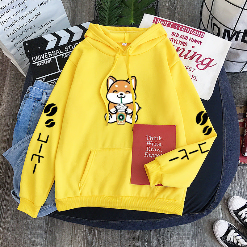 Coffee Shiba Inu Print Sweatshirt - Twissie