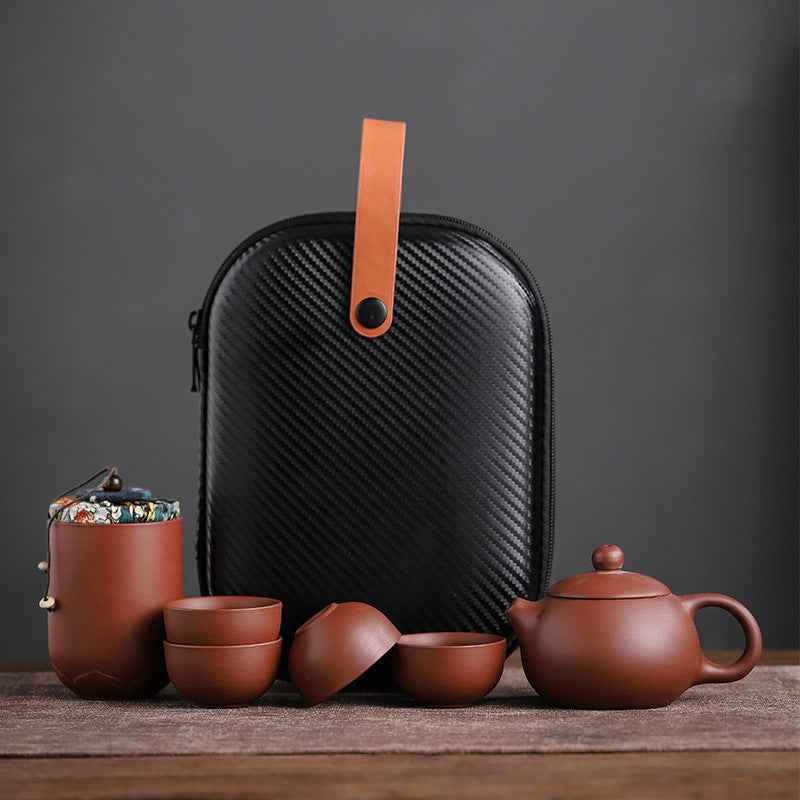 Travel Tea Set Portable Set Household Purple Sand A Pot Of Four Cups Tea Cans Outdoor Car Products - Twissie