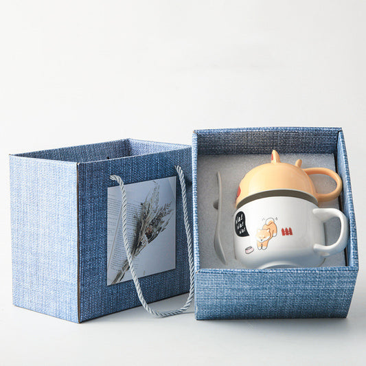 Cute Coffee Mug 370ml — Large Cartoon Ceramic Cup with Lid - Twissie