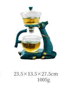 “Luxury glass tea set with automatic infuser – modern Elk tea set for loose leaf tea lovers”