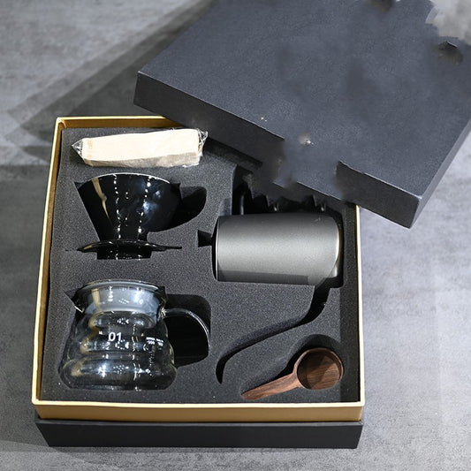 Pour Over Coffee Maker Set – Glass Carafe with 304 Stainless Steel Filter & Walnut Handle - Twissie