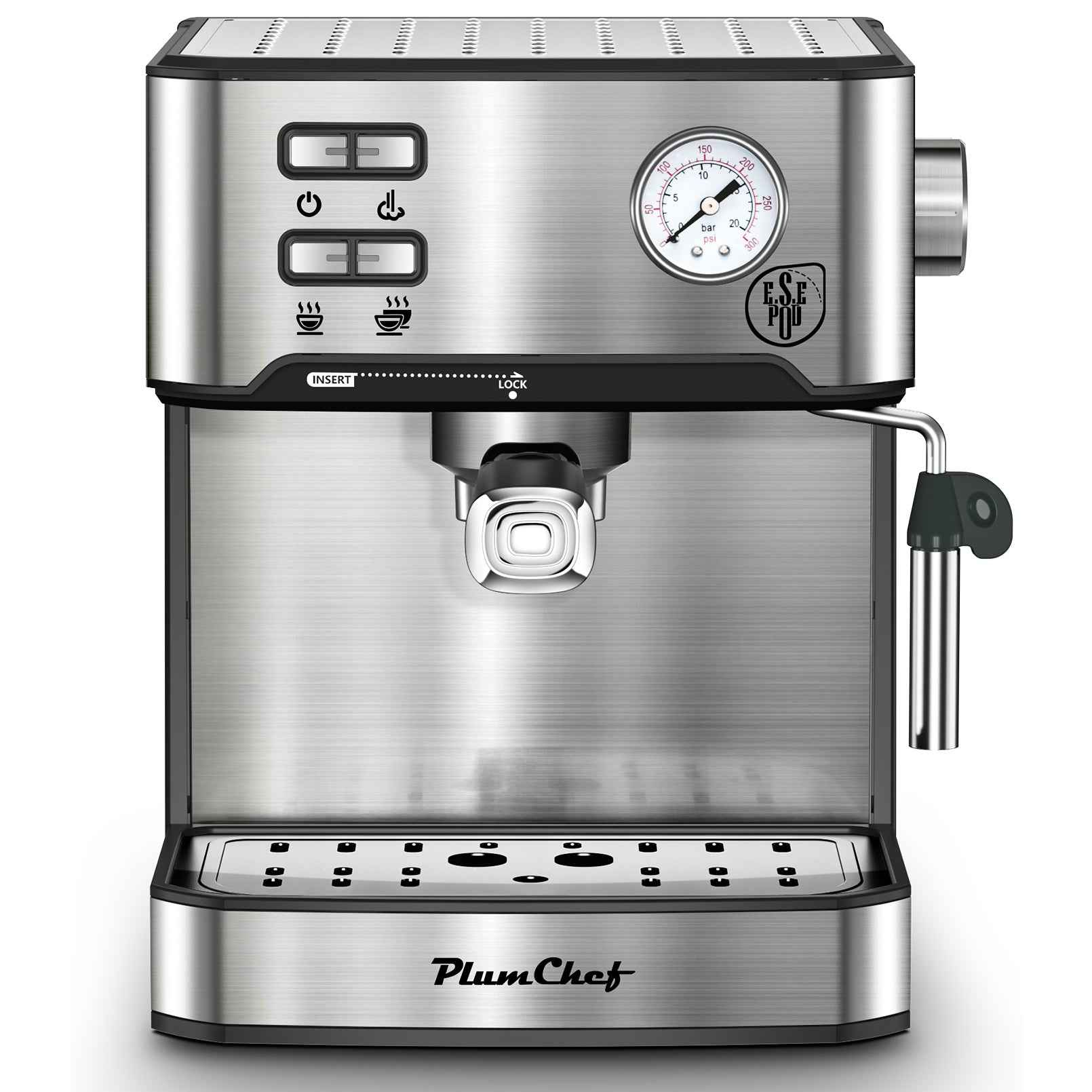Professional steam wand with powerful pressure - Create silky milk texture for latte art - No more weak, bubbly foam