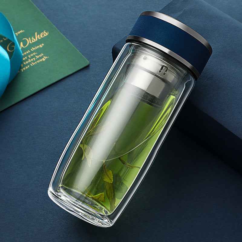 Modern glass tumbler suitable for iced tea, cocktails, juice, and smoothies