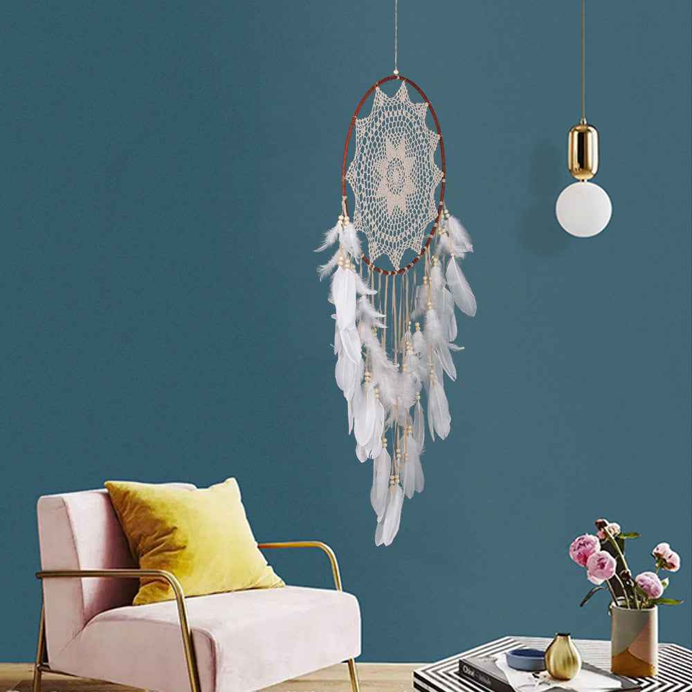 Coffee Dream Catcher - Boho Wall Hanging for Bedroom, Handmade Nordic Pendant for Good Dreams & Positive Vibes - Twissie