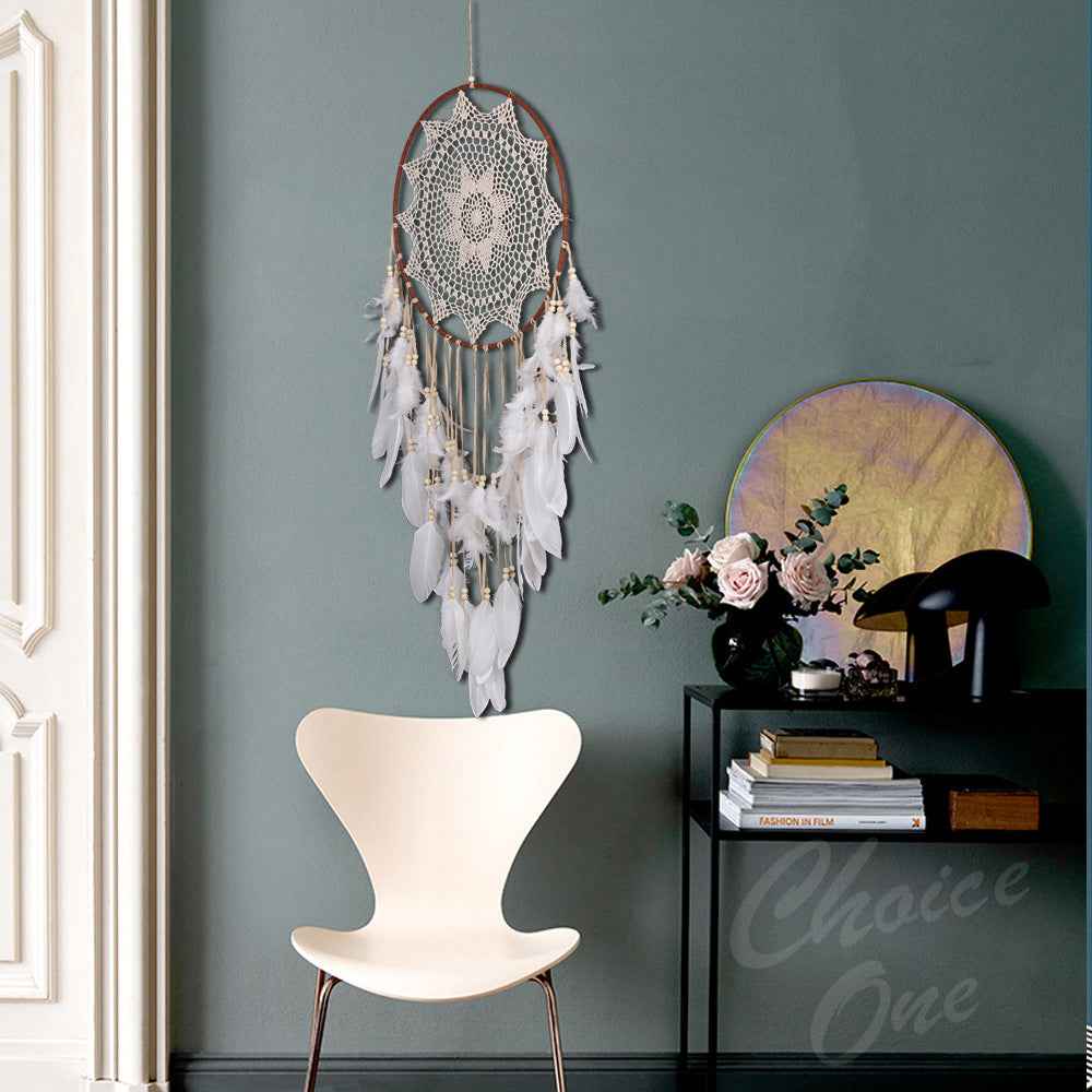 Coffee Dream Catcher - Boho Wall Hanging for Bedroom, Handmade Nordic Pendant for Good Dreams & Positive Vibes - Twissie