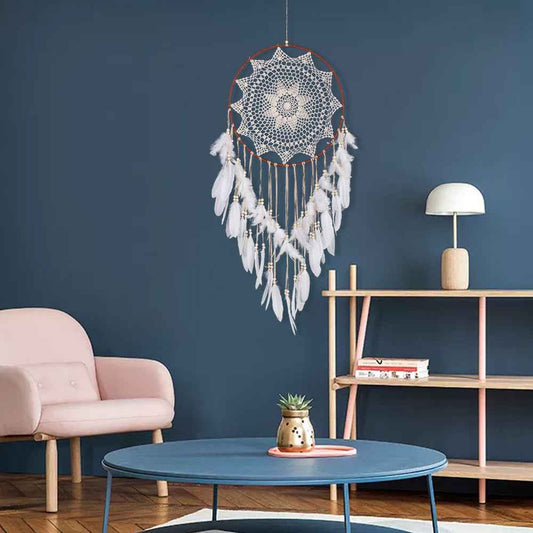 Coffee Dream Catcher - Boho Wall Hanging for Bedroom, Handmade Nordic Pendant for Good Dreams & Positive Vibes - Twissie