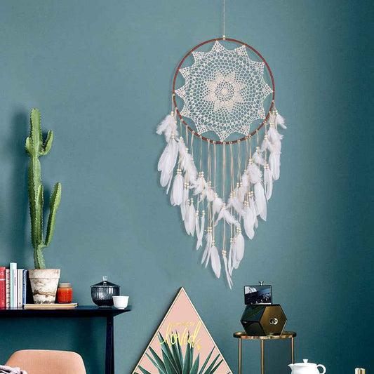 Coffee Dream Catcher - Boho Wall Hanging for Bedroom, Handmade Nordic Pendant for Good Dreams & Positive Vibes - Twissie