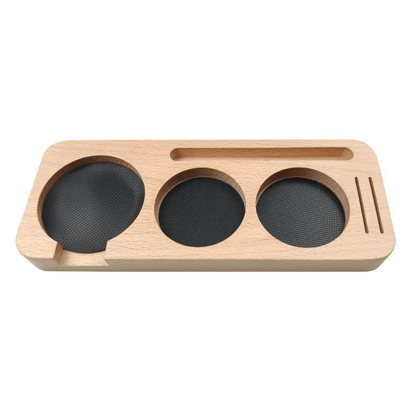 Modern barista tools solid wood distributor for consistent espresso extraction