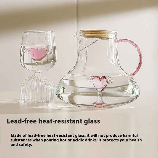 “Stylish glass water pitcher with handle – drink dispenser for home and parties”