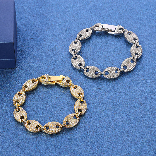 Coffee Bean Cuban Bracelet — Unisex Alloy Electroplated Pig Nose Design - Twissie