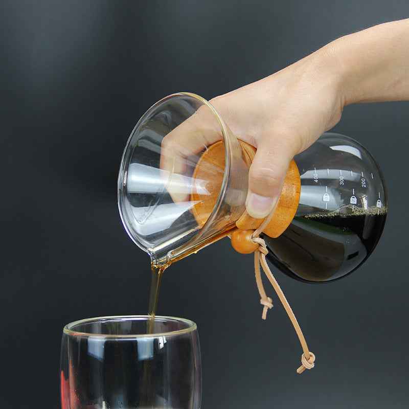 “Premium glass coffee dripper – heat-resistant borosilicate pour over brewer for espresso-style coffee”