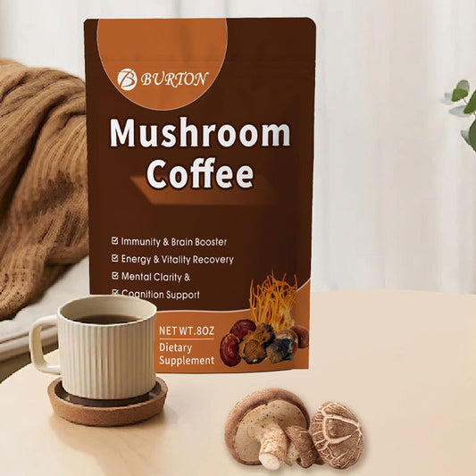 Smooth functional mushroom instant coffee mix for focus and energy