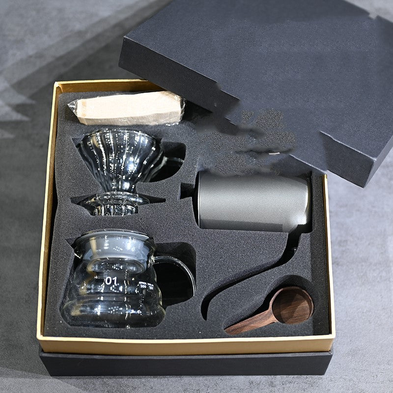 Pour Over Coffee Maker Set – Glass Carafe with 304 Stainless Steel Filter & Walnut Handle - Twissie
