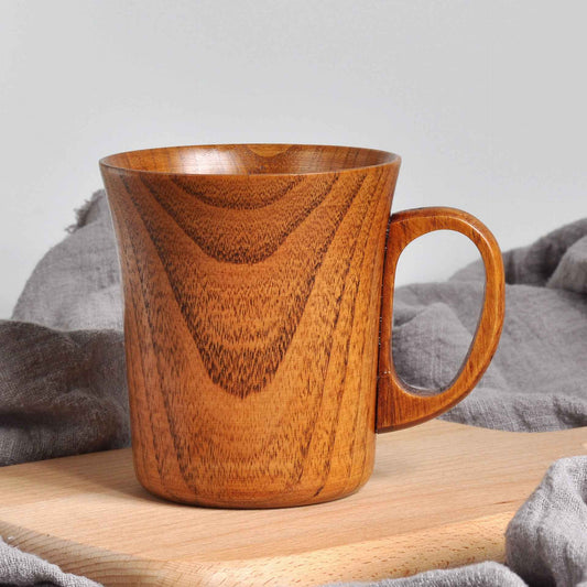 Handcrafted Japanese style wooden coffee mug made from natural Jujube wood