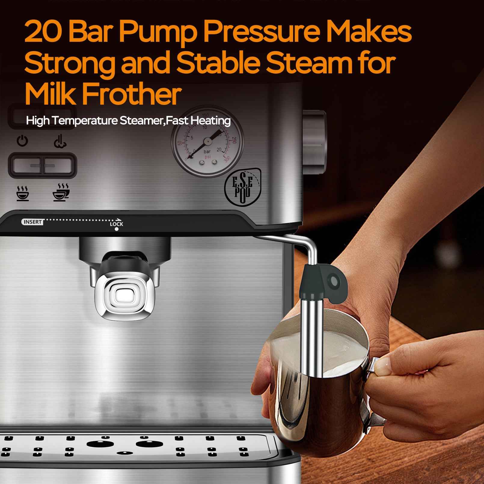 Espresso pouring with thick crema layer - 20-bar pressure extracting maximum flavor - See the quality in every shot you pull