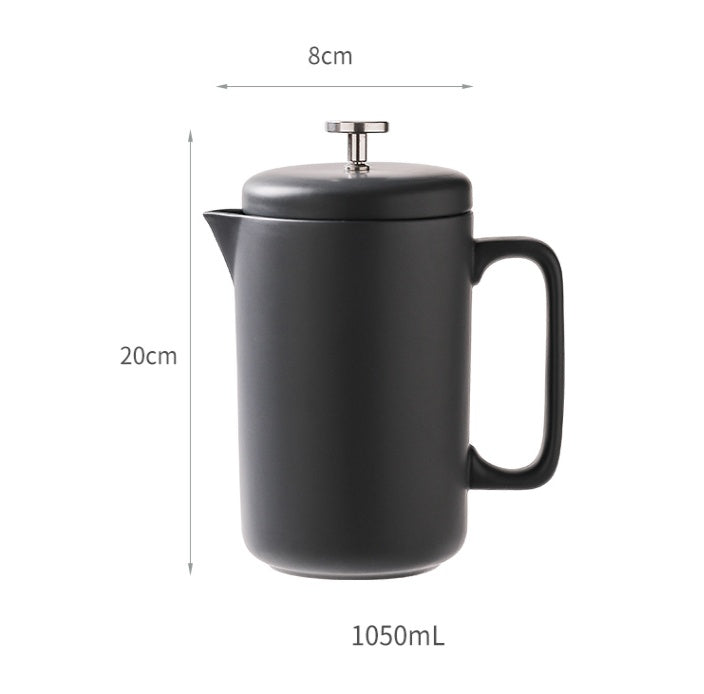 French Press Coffee Maker 1050ml — Heat-Resistant Ceramic Pot with Milk Filter - Twissie