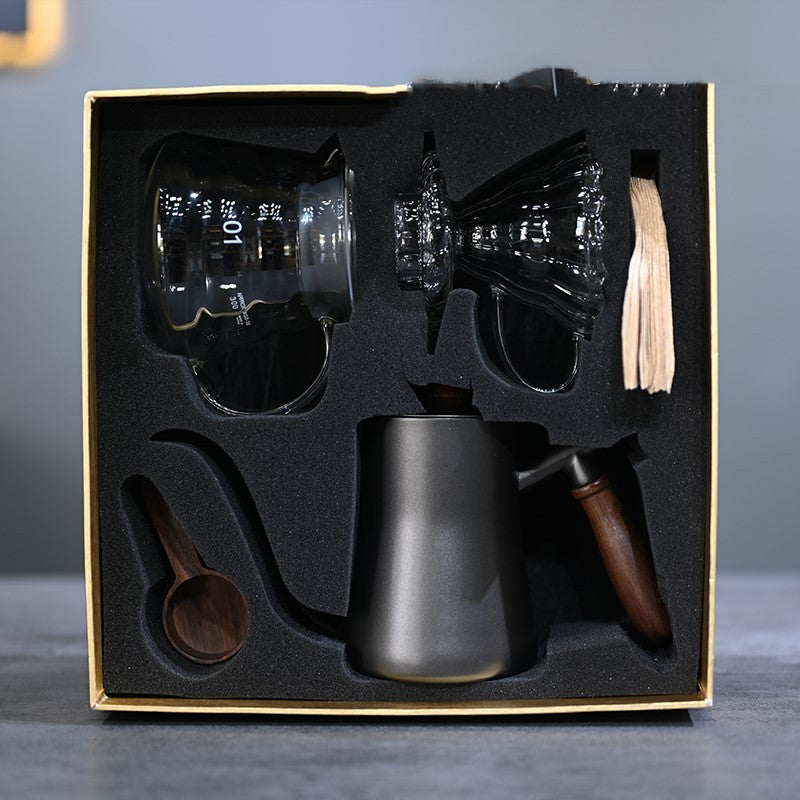 Pour Over Coffee Maker Set – Glass Carafe with 304 Stainless Steel Filter & Walnut Handle - Twissie