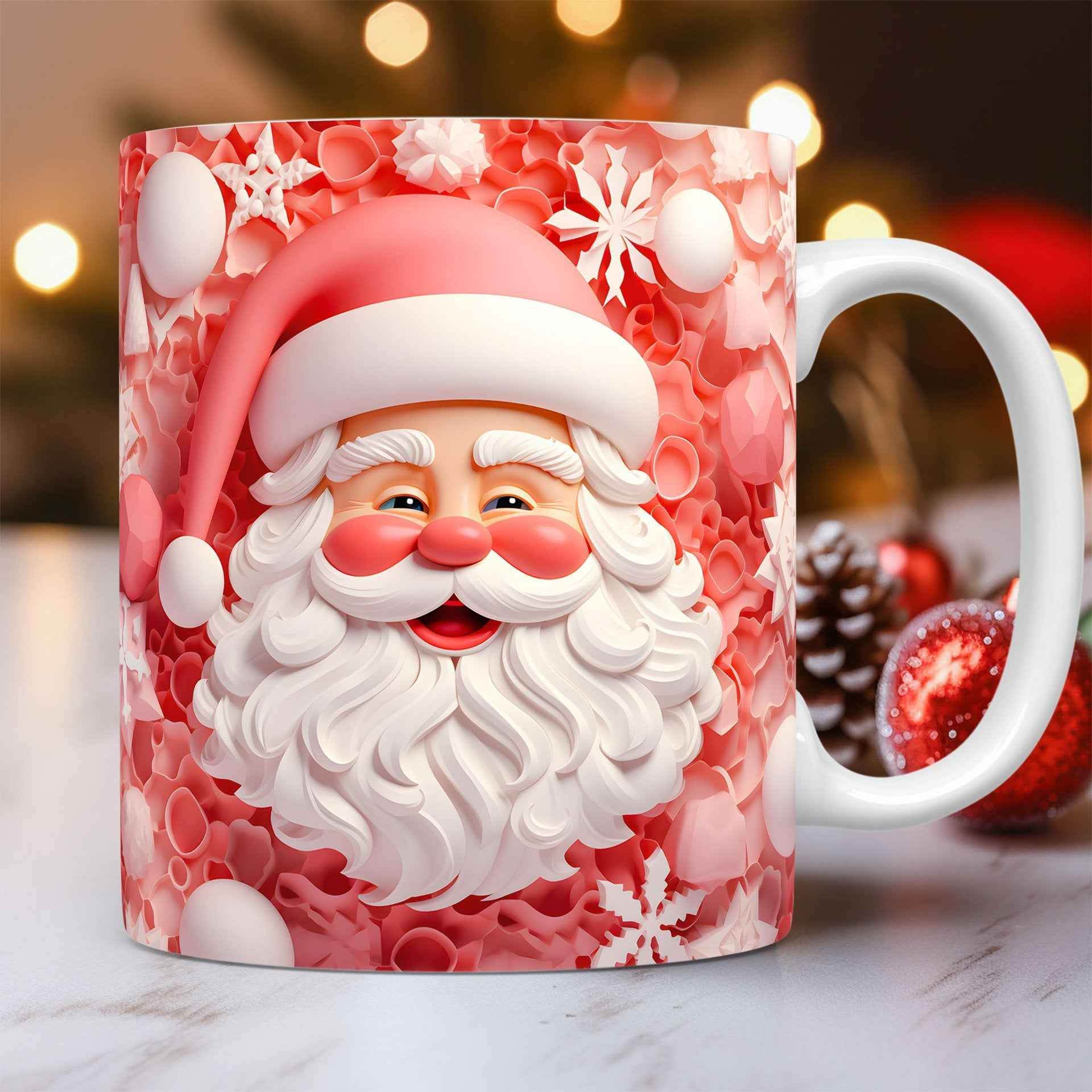 Festive kitchen gadget mug - creative Christmas drinkware with 3D artwork