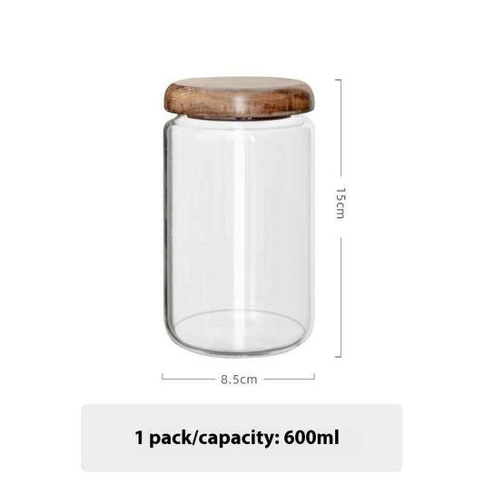 Set of Glass Tea Canisters with bamboo lids - Elegant countertop storage for tea collections - Order today to organize and display your favorite teas