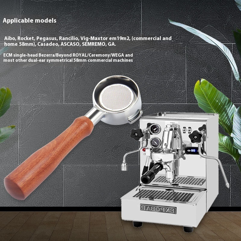E61 Group Head Handle - 58mm Solid Wood Portafilter for Bottomless Espresso Baskets - Twissie