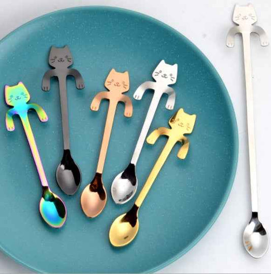 Cute Coffee Spoons Cat & Bear  - Creative Cartoon Handle Stainless Steel Stirring Spoon - Twissie