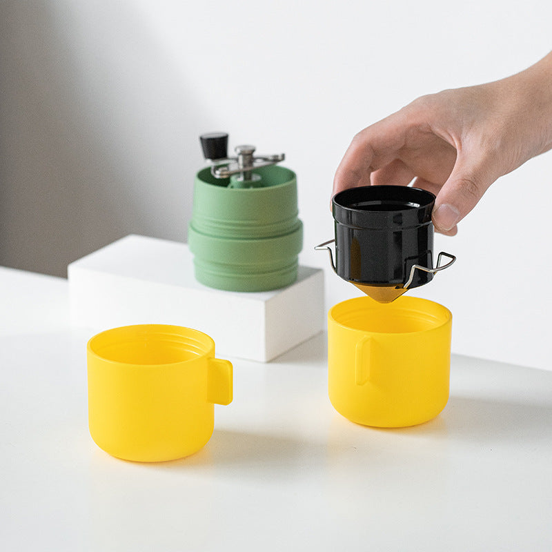 Fresh grind pour-over coffee pot - manual brewer with integrated mill