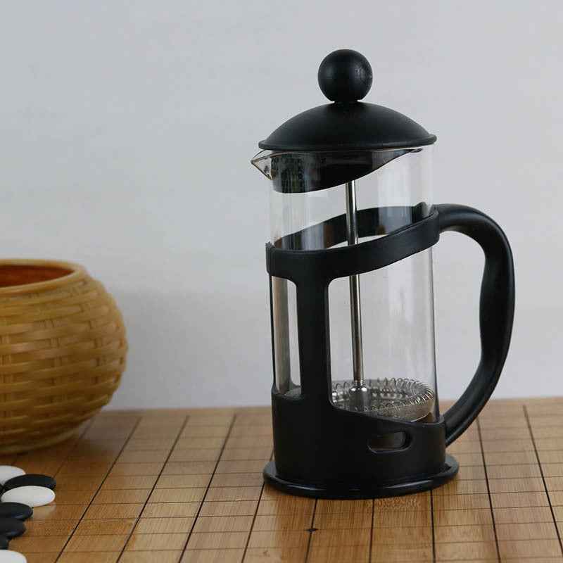 “Stainless steel and glass French press – barista-quality coffee brewing at home”