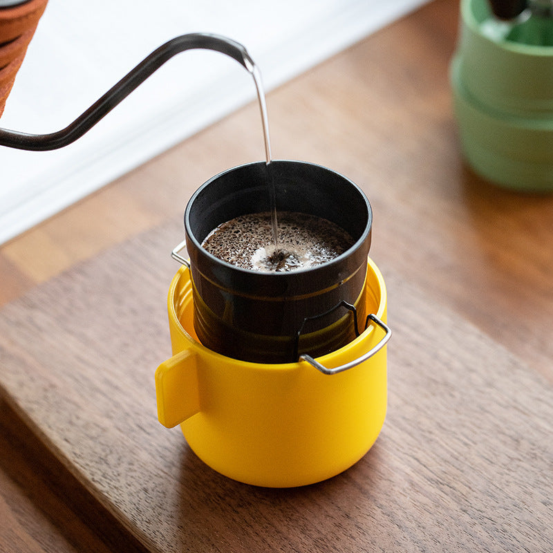 Portable manual coffee grinder and brewer - complete travel coffee kit