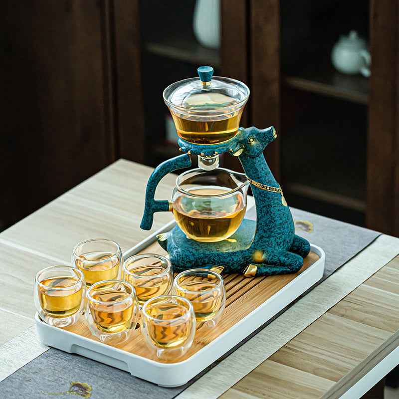 “Modern Elk automatic glass tea set – heat resistant tea brewing system with infuser”