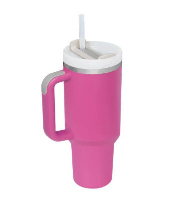 40 Oz Tumbler With Handle Straw Insulated, Stainless Steel Spill Proof Vacuum Coffee Cup Tumbler With Lid Tapered Mug Gifts For Valentine Lover Suitable For Car Gym Office Travel - Twissie