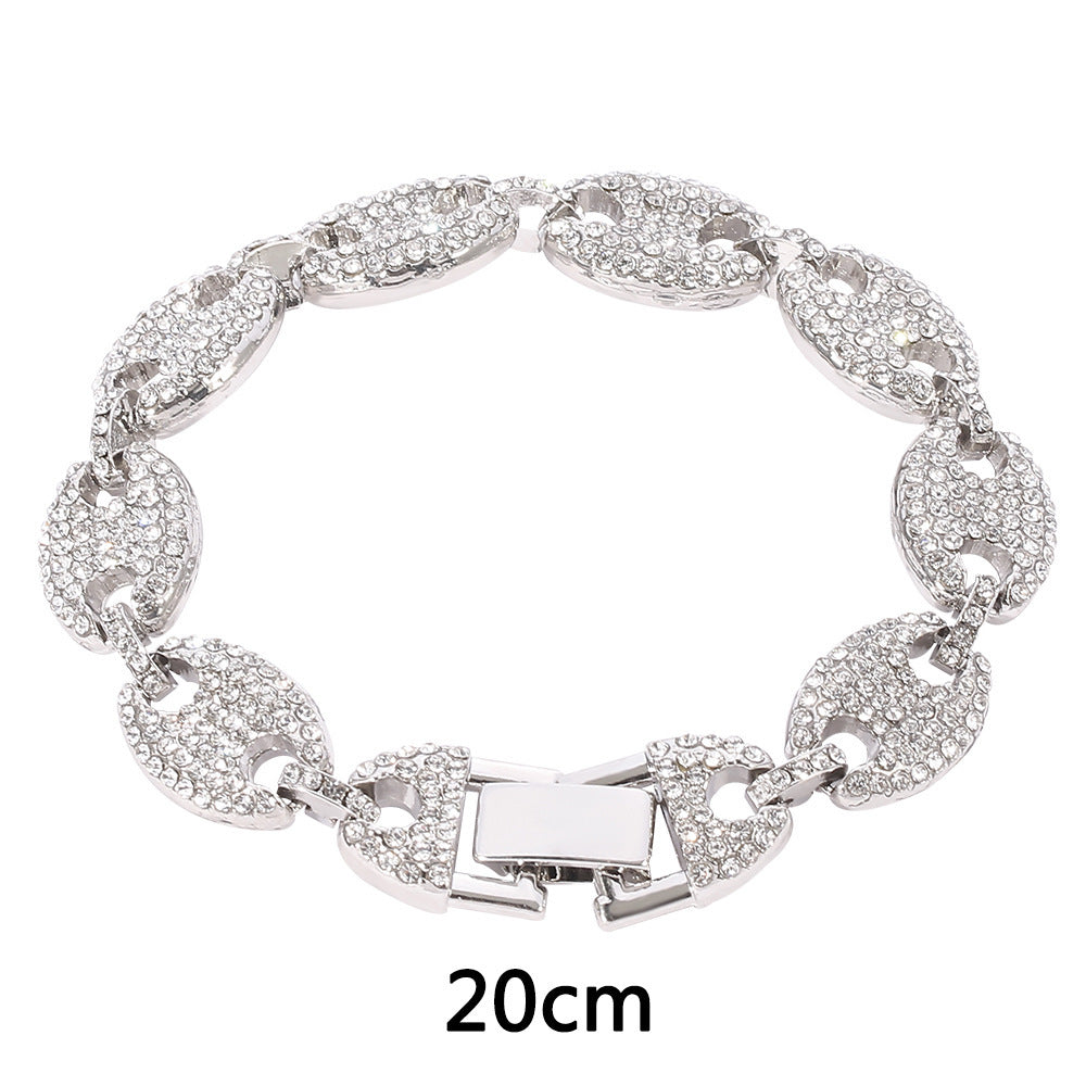 Coffee Bean Cuban Bracelet — Unisex Alloy Electroplated Pig Nose Design - Twissie