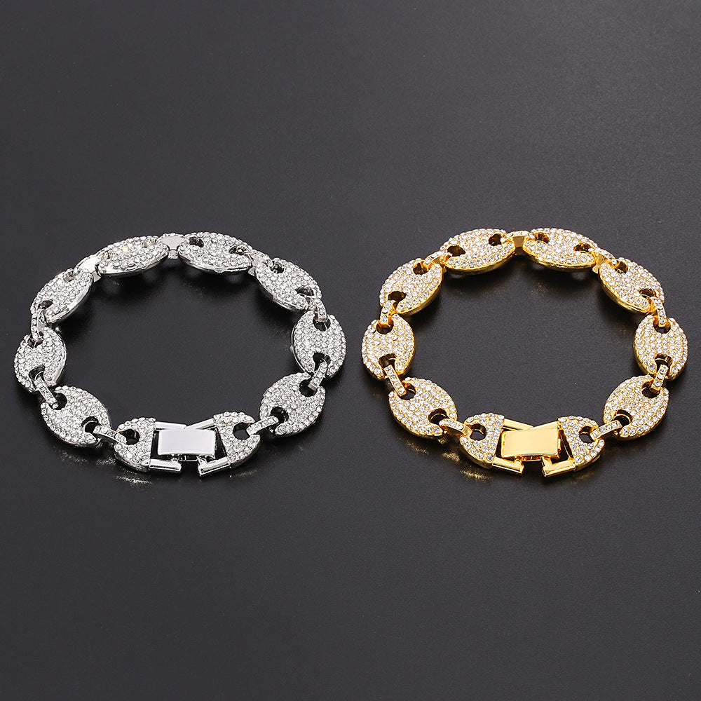 Coffee Bean Cuban Bracelet — Unisex Alloy Electroplated Pig Nose Design - Twissie