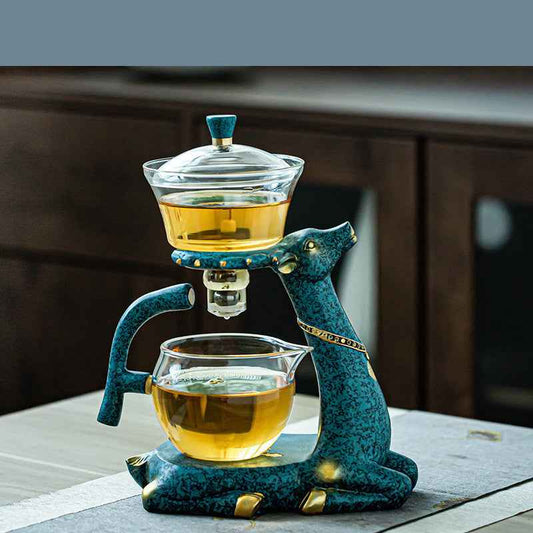 “Buy Elk glass automatic tea set – premium glass tea brewing set for home and office use”