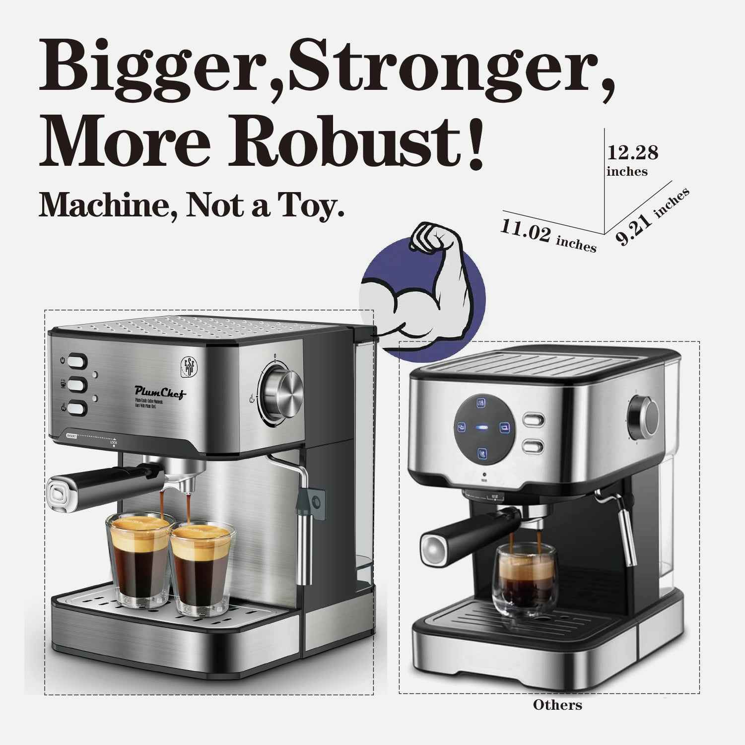 Commercial-style portafilter and group head - Professional-grade components for even extraction - Cafe-quality tools included