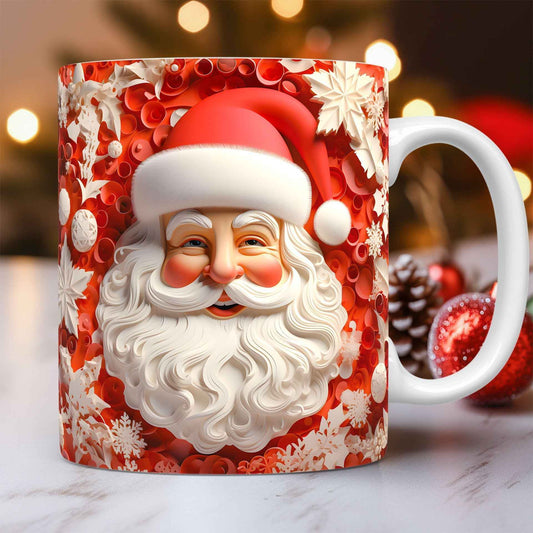 Christmas gift mug for adults and kids - festive Santa snowman 3D design
