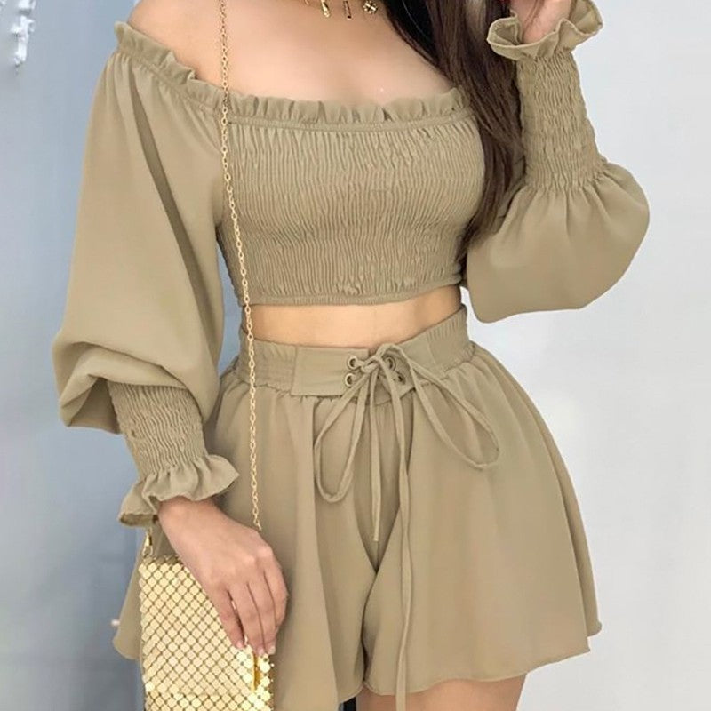 “Close up pleated strap detail coffee colour suit set for women – quality fabric women’s suit”