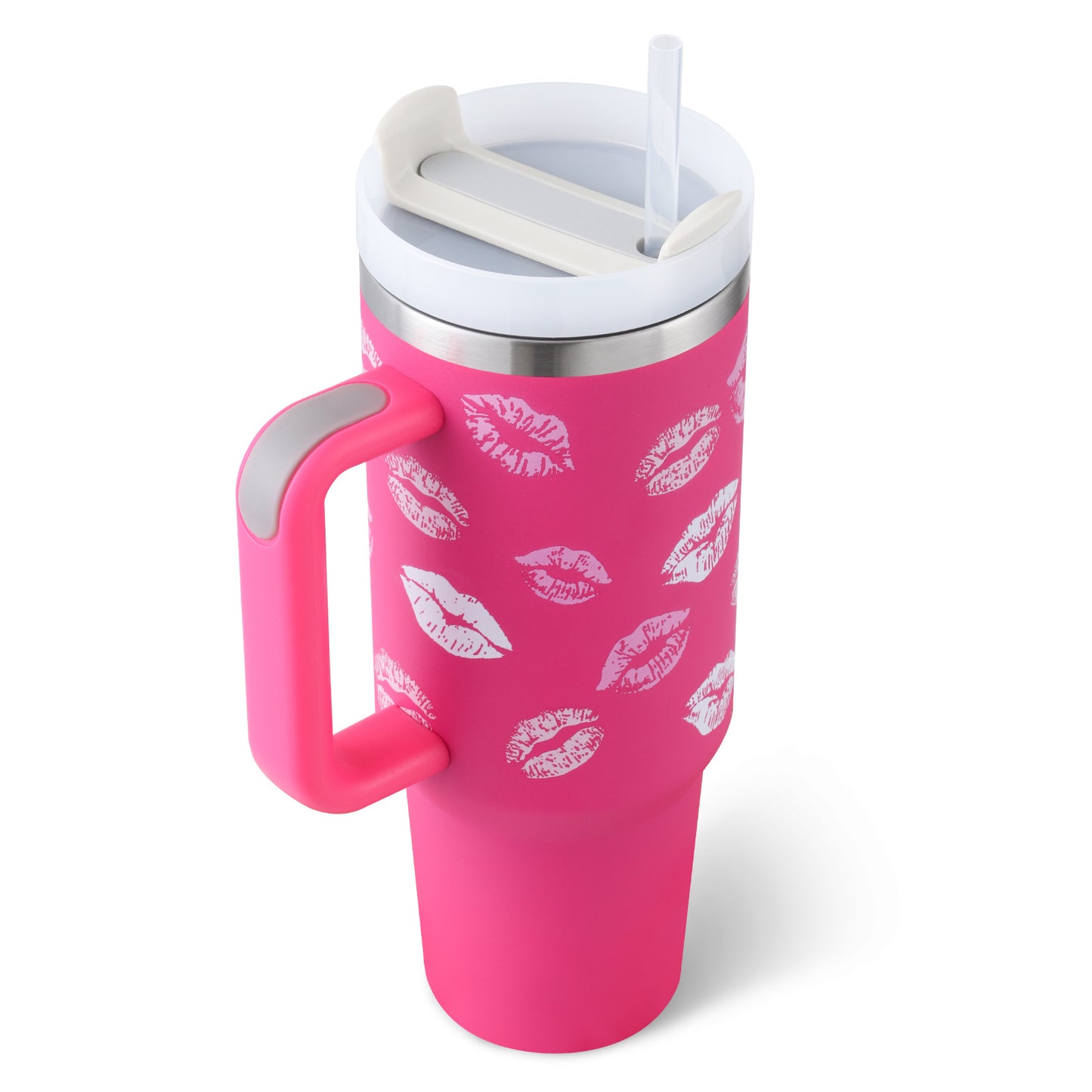 40 Oz Tumbler With Handle Straw Insulated, Stainless Steel Spill Proof Vacuum Coffee Cup Tumbler With Lid Tapered Mug Gifts For Valentine Lover Suitable For Car Gym Office Travel - Twissie
