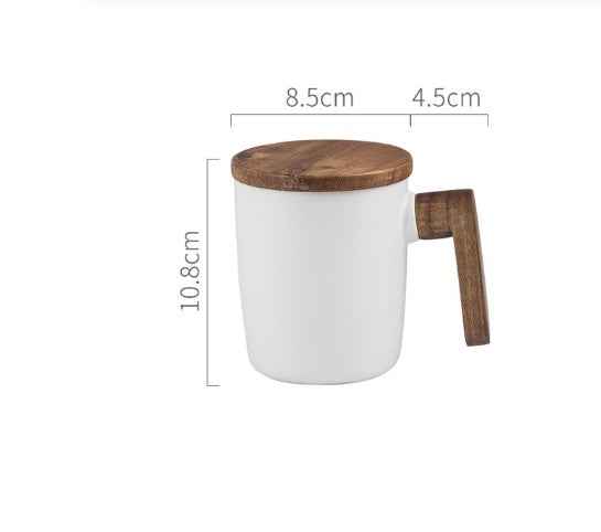 “Stoneware coffee mug with wooden handle – stylish handcrafted coffee cup for coffee lovers”