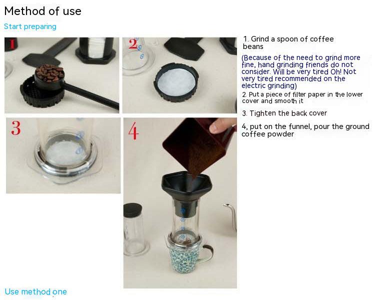 Portable Manual French Press Coffee Machine With 350 Pieces Of Coffee Filter Paper - Twissie