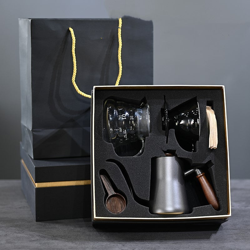 Pour Over Coffee Maker Set – Glass Carafe with 304 Stainless Steel Filter & Walnut Handle - Twissie