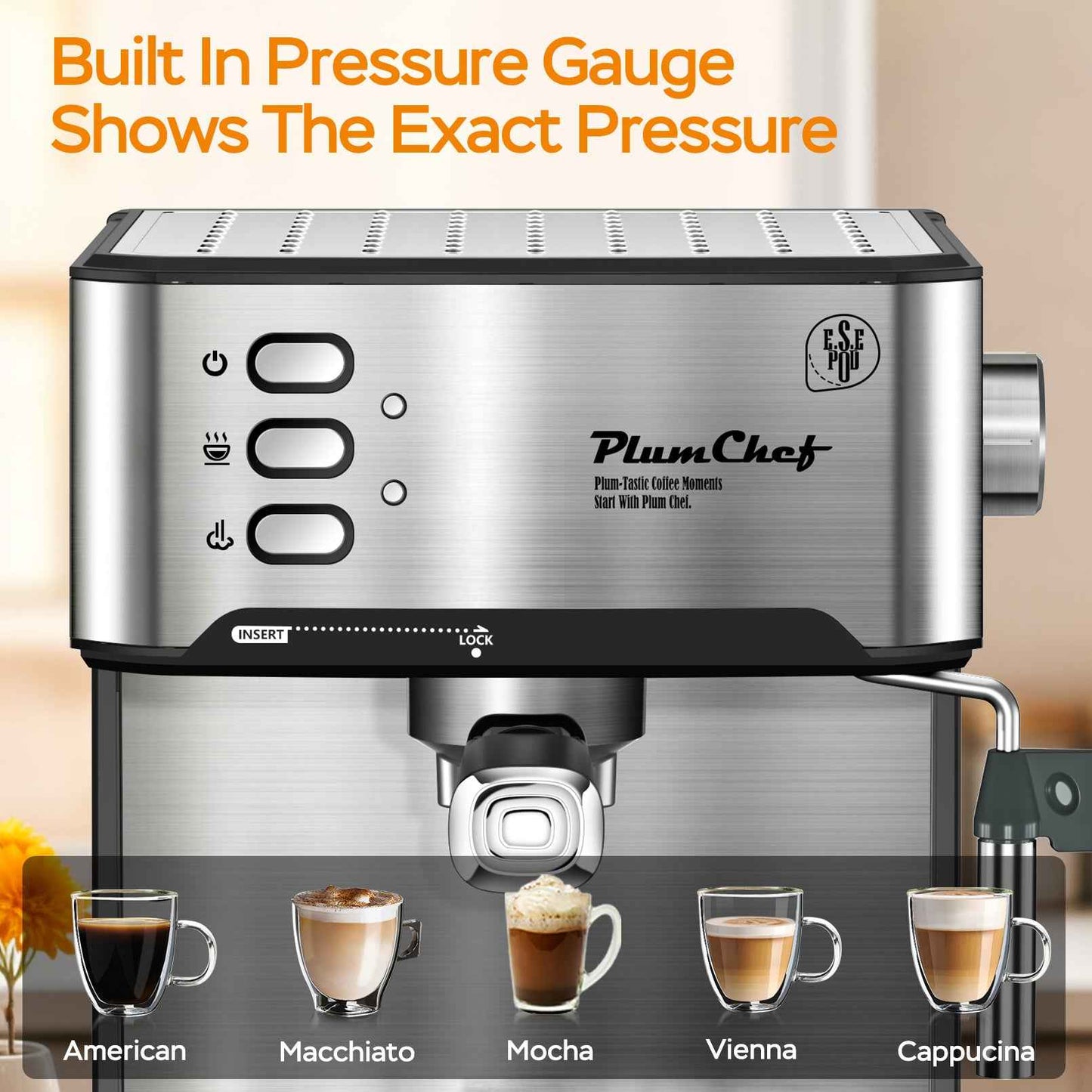 Commercial 20-bar pump system close-up - Ideal pressure for perfect espresso extraction - Professional results that justify the investment