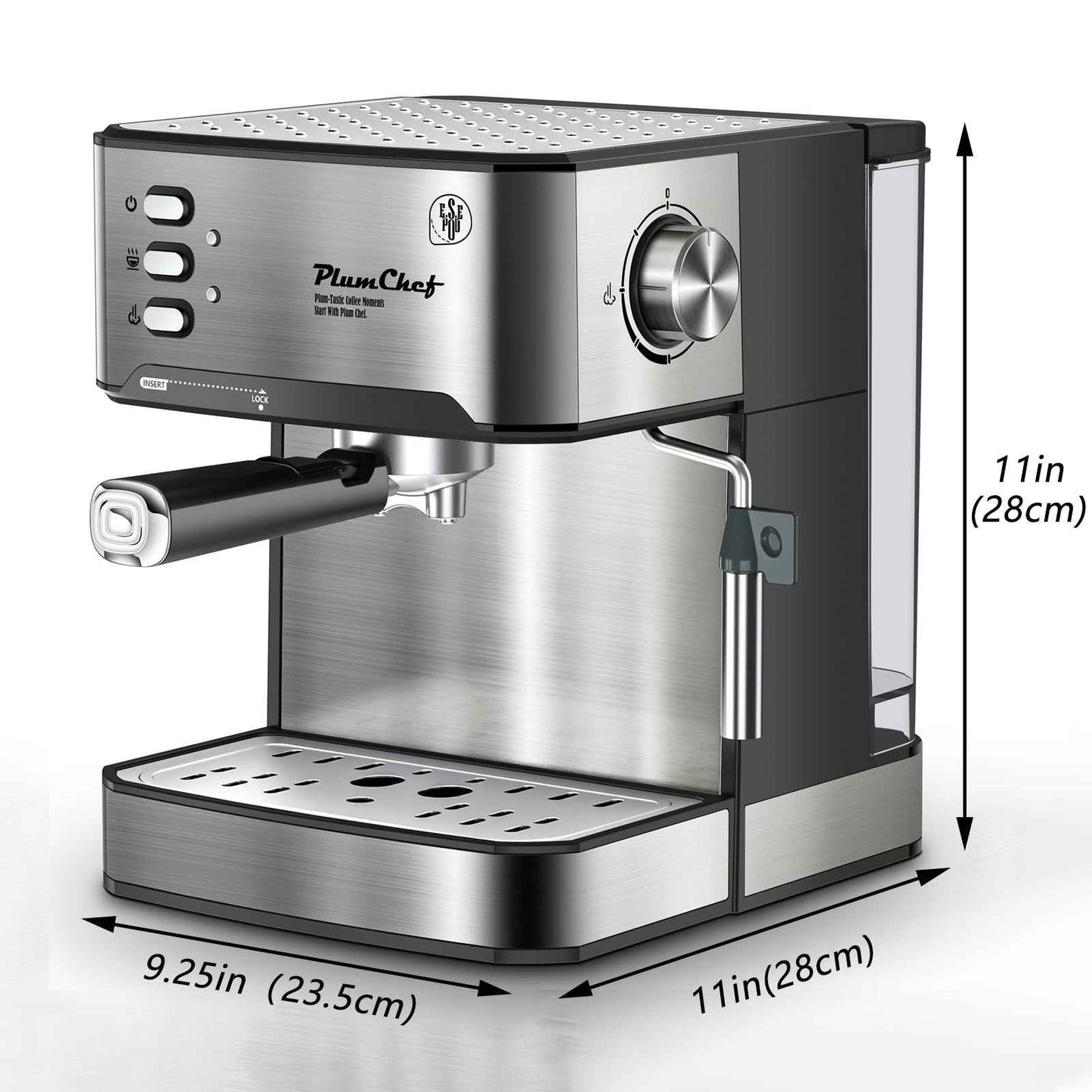 Professional steam wand with precision control - Create velvety milk for perfect latte art - No more weak or bubbly foam