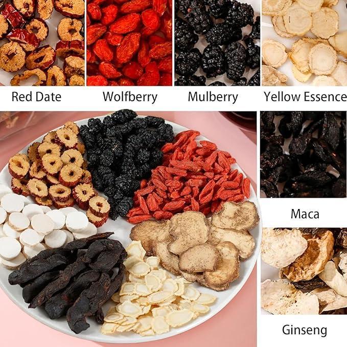 Ginseng Five Treasures Tea Kidney Tea, Traditional Chinese Herbal Tea, Natural Organic Kidney Cleanse Detox Tea For Women & Men, 7 Precious Ingredients Formula