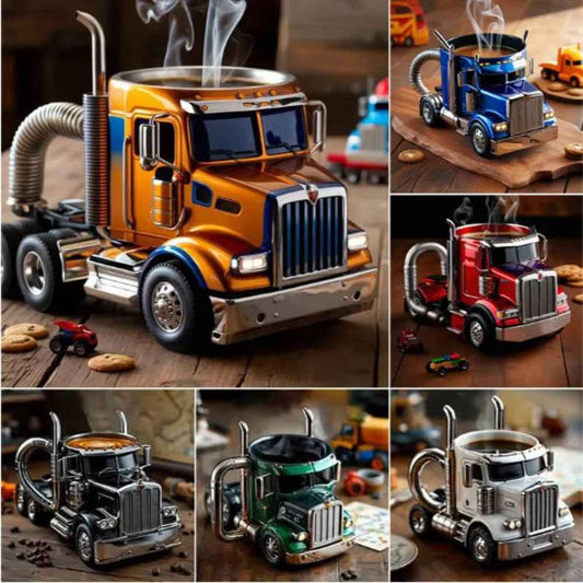 Durable Truck Coffee Mug Semi Truck Handcrafted Coffee Cup Semi-trailer Shaped Semi-Truck Coffee Mugs For Family - Twissie