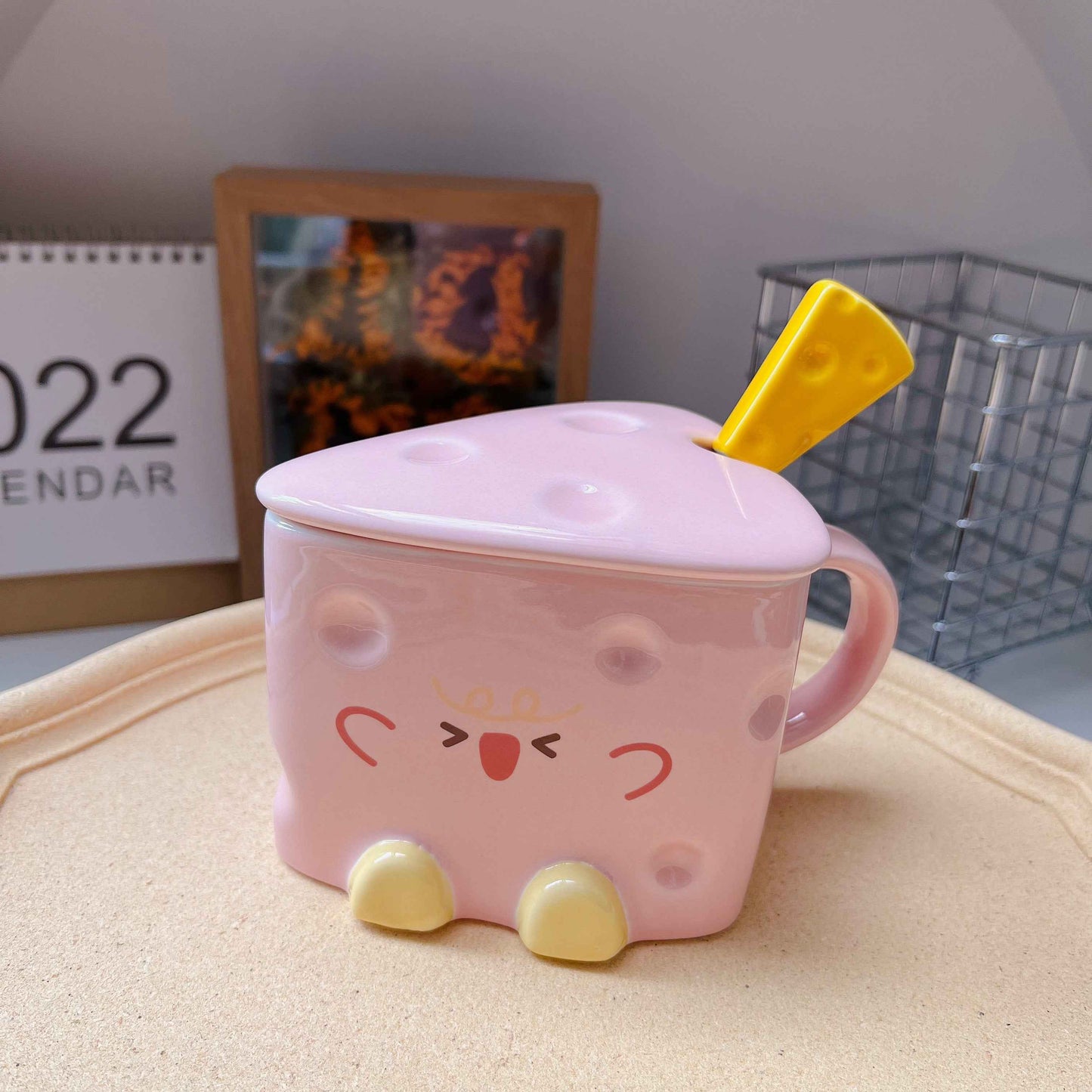 Hand-Painted Ceramic Couple Coffee Mug — 400ml Gift Cup with Lid & Spoon - Twissie