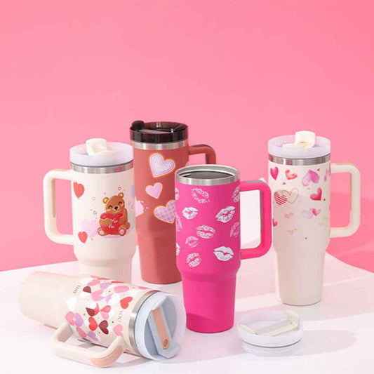 40oz insulated tumbler with handle and straw - spill-proof vacuum coffee cup