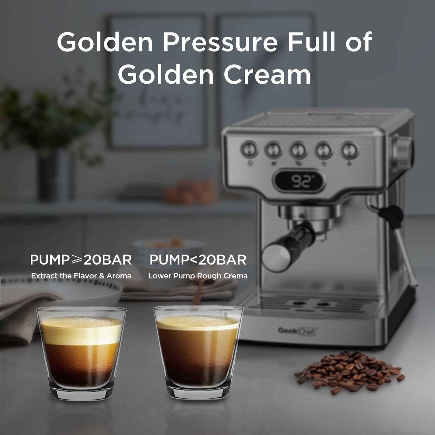 Compact Geek Chef espresso machine - Fits small spaces without sacrificing quality - Space-saving design