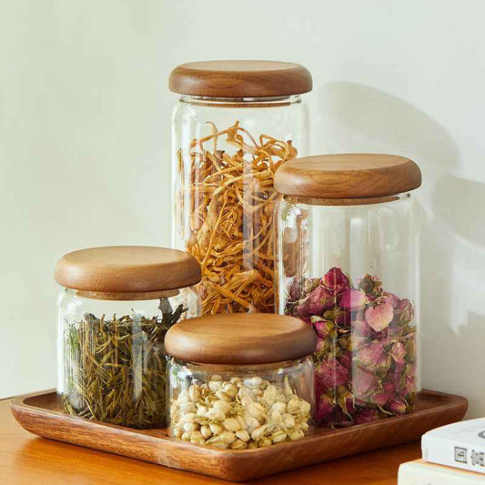 Glass Tea Canister with airtight seal - Keep tea fresh and visible in your kitchen - Buy now for beautiful tea storage that preserves flavor